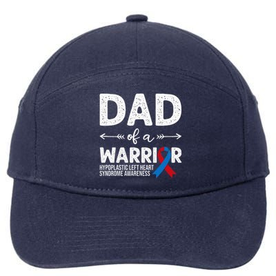 Dad Of A Warrior Red & Blue Ribbon HLHS Awareness 7-Panel Snapback Hat