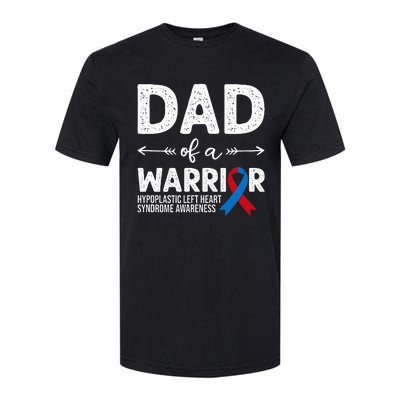 Dad Of A Warrior Red & Blue Ribbon HLHS Awareness Softstyle CVC T-Shirt