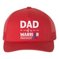 Dad Of A Warrior Red & Blue Ribbon HLHS Awareness Yupoong Adult 5-Panel Trucker Hat