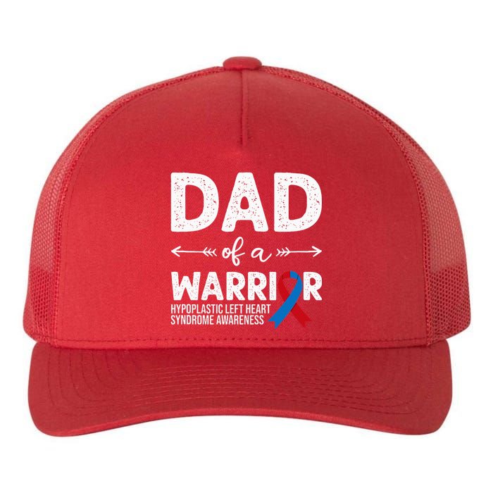 Dad Of A Warrior Red & Blue Ribbon HLHS Awareness Yupoong Adult 5-Panel Trucker Hat