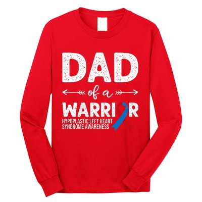 Dad Of A Warrior Red & Blue Ribbon HLHS Awareness Long Sleeve Shirt