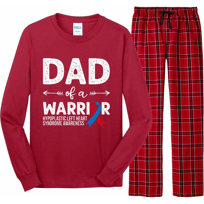 Dad Of A Warrior Red & Blue Ribbon HLHS Awareness Long Sleeve Pajama Set