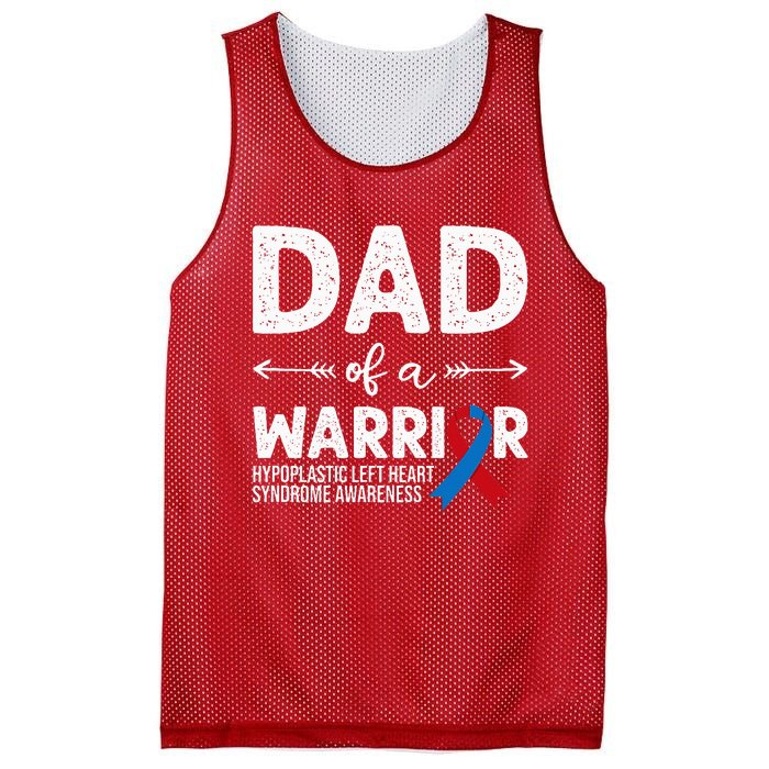 Dad Of A Warrior Red & Blue Ribbon HLHS Awareness Mesh Reversible Basketball Jersey Tank