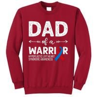 Dad Of A Warrior Red & Blue Ribbon HLHS Awareness Tall Sweatshirt