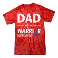 Dad Of A Warrior Red & Blue Ribbon HLHS Awareness Tie-Dye T-Shirt