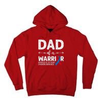 Dad Of A Warrior Red & Blue Ribbon HLHS Awareness Tall Hoodie