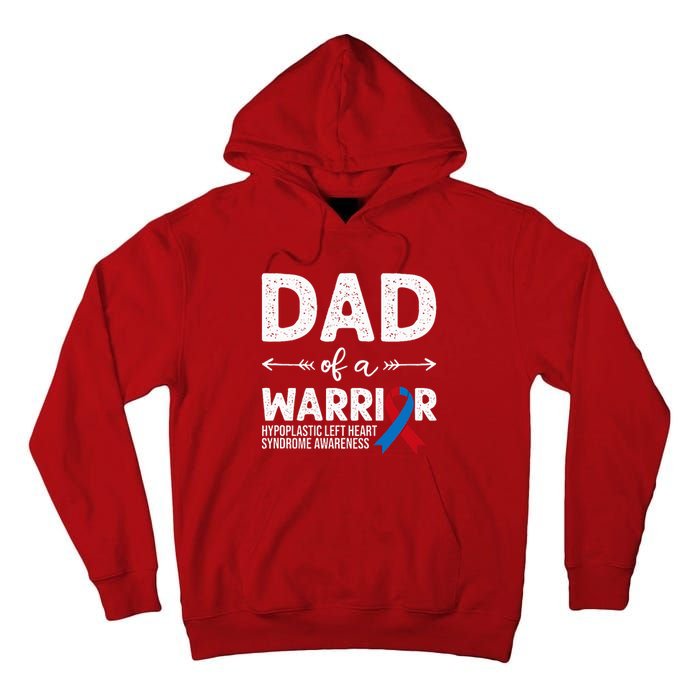 Dad Of A Warrior Red & Blue Ribbon HLHS Awareness Tall Hoodie