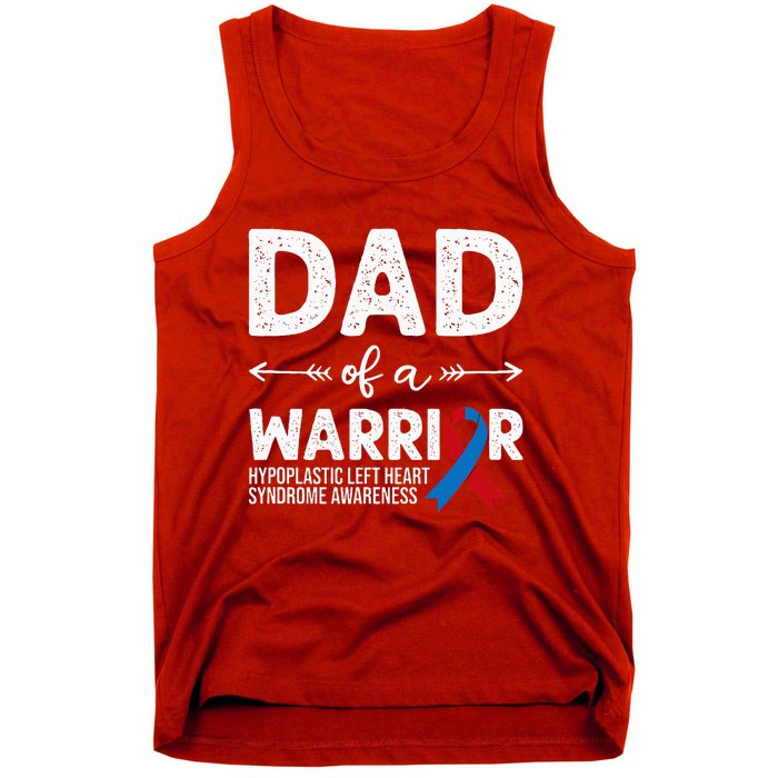 Dad Of A Warrior Red & Blue Ribbon HLHS Awareness Tank Top