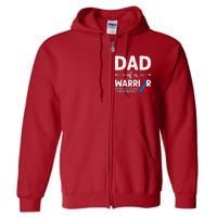 Dad Of A Warrior Red & Blue Ribbon HLHS Awareness Full Zip Hoodie