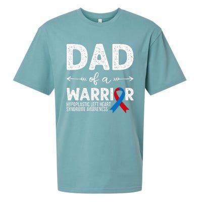 Dad Of A Warrior Red & Blue Ribbon HLHS Awareness Sueded Cloud Jersey T-Shirt