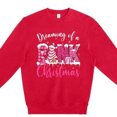 Dreaming Of A Pink Christmas Tree Cakes Xmas Holiday Pajamas Premium Crewneck Sweatshirt