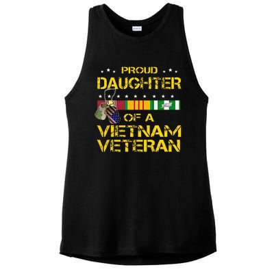 Daughter Of A Vietnam Veteran Im Proud My Dad Ladies PosiCharge Tri-Blend Wicking Tank