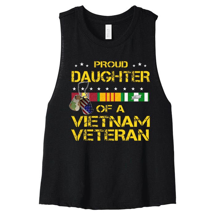 Daughter Of A Vietnam Veteran Im Proud My Dad Women's Racerback Cropped Tank