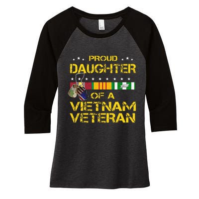 Daughter Of A Vietnam Veteran Im Proud My Dad Women's Tri-Blend 3/4-Sleeve Raglan Shirt