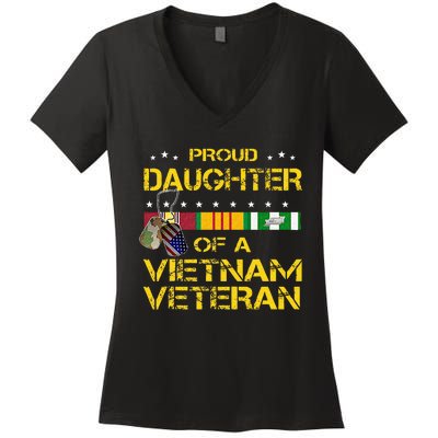 Daughter Of A Vietnam Veteran Im Proud My Dad Women's V-Neck T-Shirt