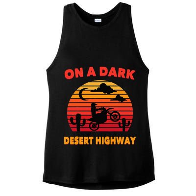 Desert On A Dark Desert Highway Mojave Cactus Retro Ladies PosiCharge Tri-Blend Wicking Tank