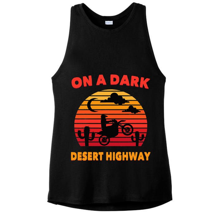 Desert On A Dark Desert Highway Mojave Cactus Retro Ladies PosiCharge Tri-Blend Wicking Tank