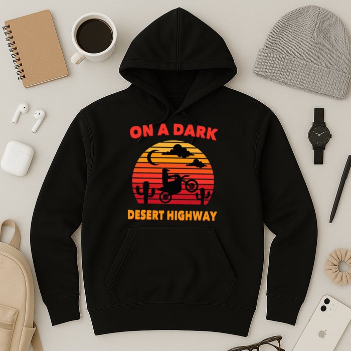 Desert On A Dark Desert Highway Mojave Cactus Retro Hoodie