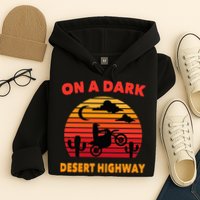 Desert On A Dark Desert Highway Mojave Cactus Retro Hoodie