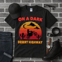 Desert On A Dark Desert Highway Mojave Cactus Retro Tall T-Shirt