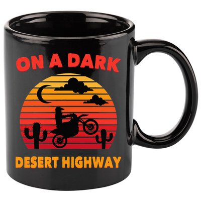 Desert On A Dark Desert Highway Mojave Cactus Retro 11oz C Handle Ceramic Mug