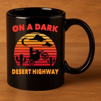 Desert On A Dark Desert Highway Mojave Cactus Retro 11oz C Handle Ceramic Mug