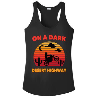 Desert On A Dark Desert Highway Mojave Cactus Retro Ladies PosiCharge Competitor Racerback Tank