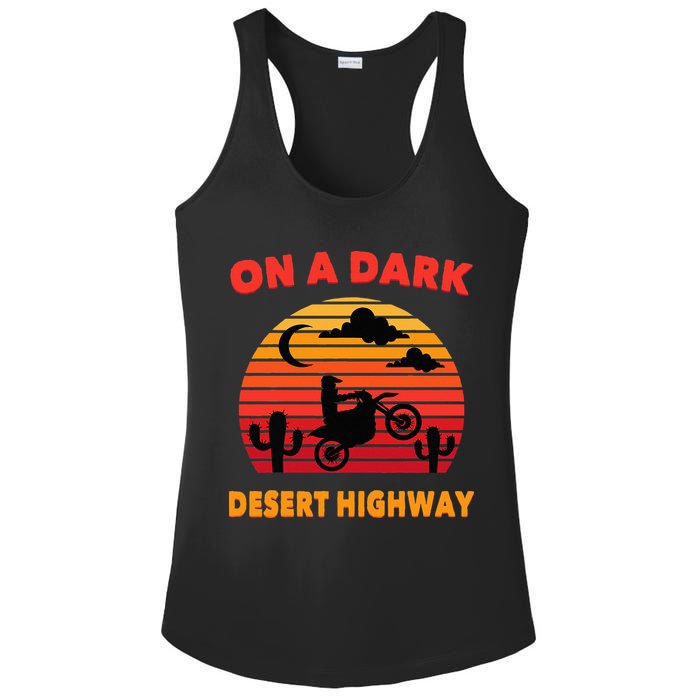 Desert On A Dark Desert Highway Mojave Cactus Retro Ladies PosiCharge Competitor Racerback Tank