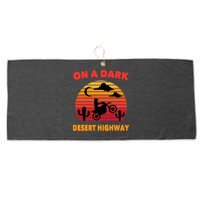 Desert On A Dark Desert Highway Mojave Cactus Retro Large Microfiber Waffle Golf Towel