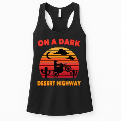 Desert On A Dark Desert Highway Mojave Cactus Retro Womens Tank Top