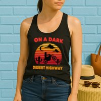 Desert On A Dark Desert Highway Mojave Cactus Retro Womens Tank Top