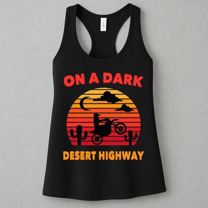 Desert On A Dark Desert Highway Mojave Cactus Retro Womens Tank Top