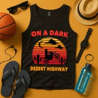 Desert On A Dark Desert Highway Mojave Cactus Retro Tank Top