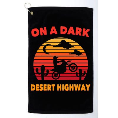 Desert On A Dark Desert Highway Mojave Cactus Retro Golf Towel