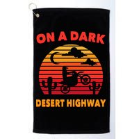 Desert On A Dark Desert Highway Mojave Cactus Retro Golf Towel