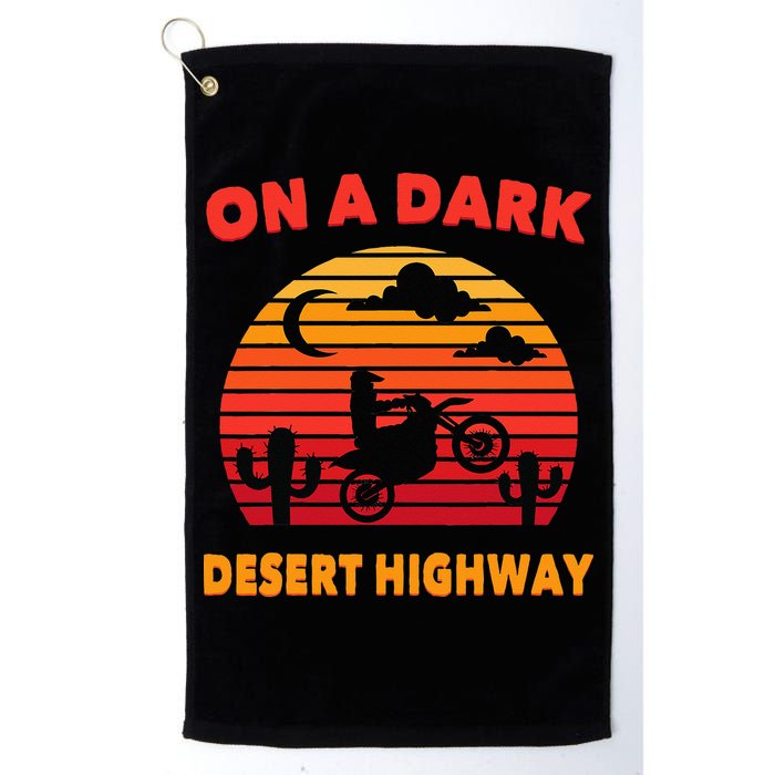 Desert On A Dark Desert Highway Mojave Cactus Retro Golf Towel