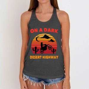 Desert On A Dark Desert Highway Mojave Cactus Retro Women's Knotted Racerback Tank