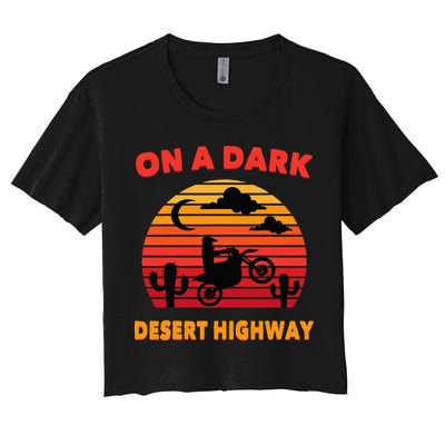 Desert On A Dark Desert Highway Mojave Cactus Retro Crop Top