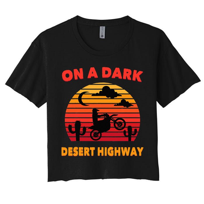 Desert On A Dark Desert Highway Mojave Cactus Retro Crop Top