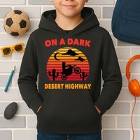 Desert On A Dark Desert Highway Mojave Cactus Retro Kids Hoodie