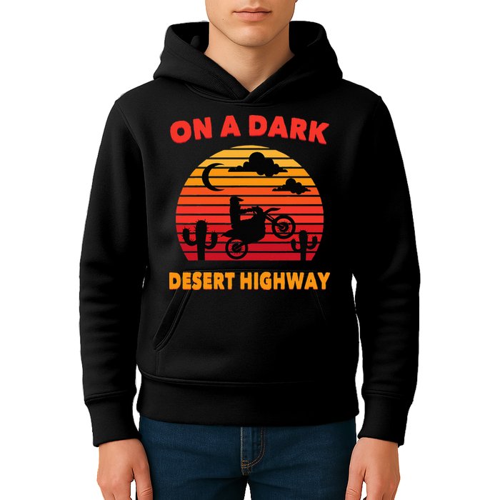 Desert On A Dark Desert Highway Mojave Cactus Retro Kids Hoodie