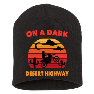 Desert On A Dark Desert Highway Mojave Cactus Retro Short Acrylic Beanie