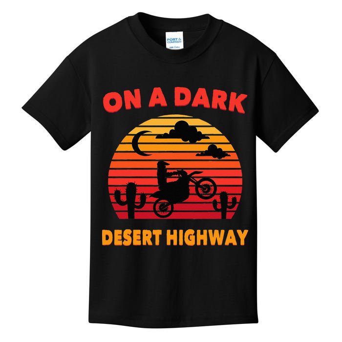 Desert On A Dark Desert Highway Mojave Cactus Retro Kids T-Shirt