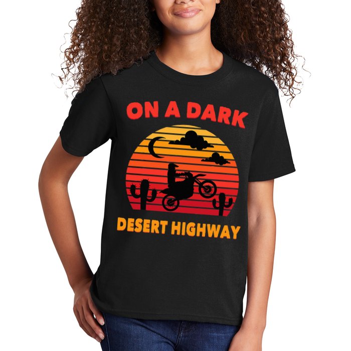 Desert On A Dark Desert Highway Mojave Cactus Retro Kids T-Shirt