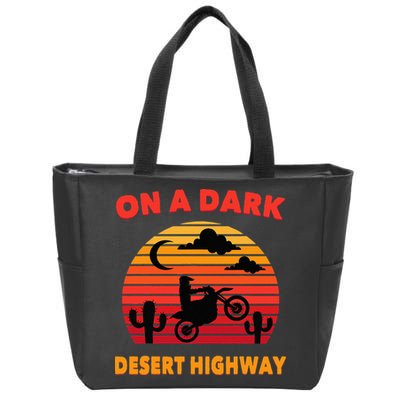 Desert On A Dark Desert Highway Mojave Cactus Retro Zip Tote Bag