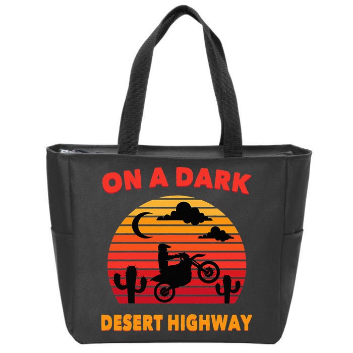 Desert On A Dark Desert Highway Mojave Cactus Retro Zip Tote Bag