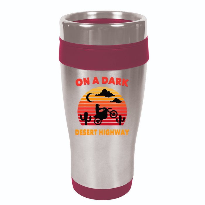 Desert On A Dark Desert Highway Mojave Cactus Retro 16oz Travel Tumbler