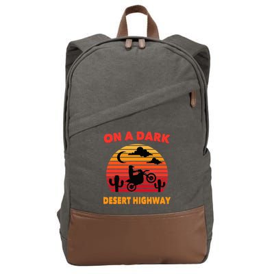 Desert On A Dark Desert Highway Mojave Cactus Retro Cotton Canvas Backpack