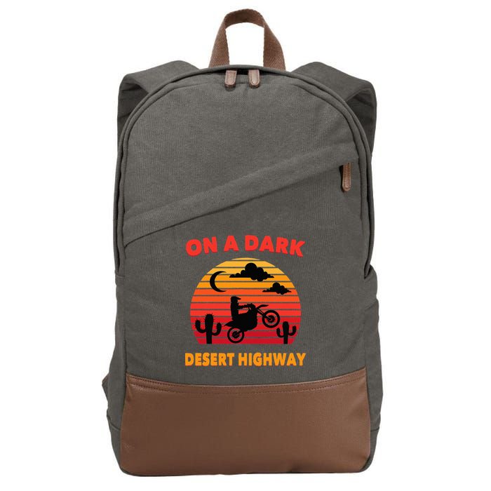 Desert On A Dark Desert Highway Mojave Cactus Retro Cotton Canvas Backpack