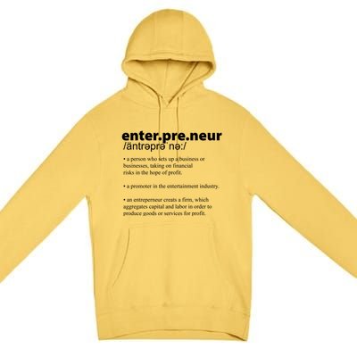 Definition Of An Entrepreneur Premium Pullover Hoodie